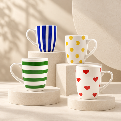 Dwellzaro Colorful Ceramic Mug Set