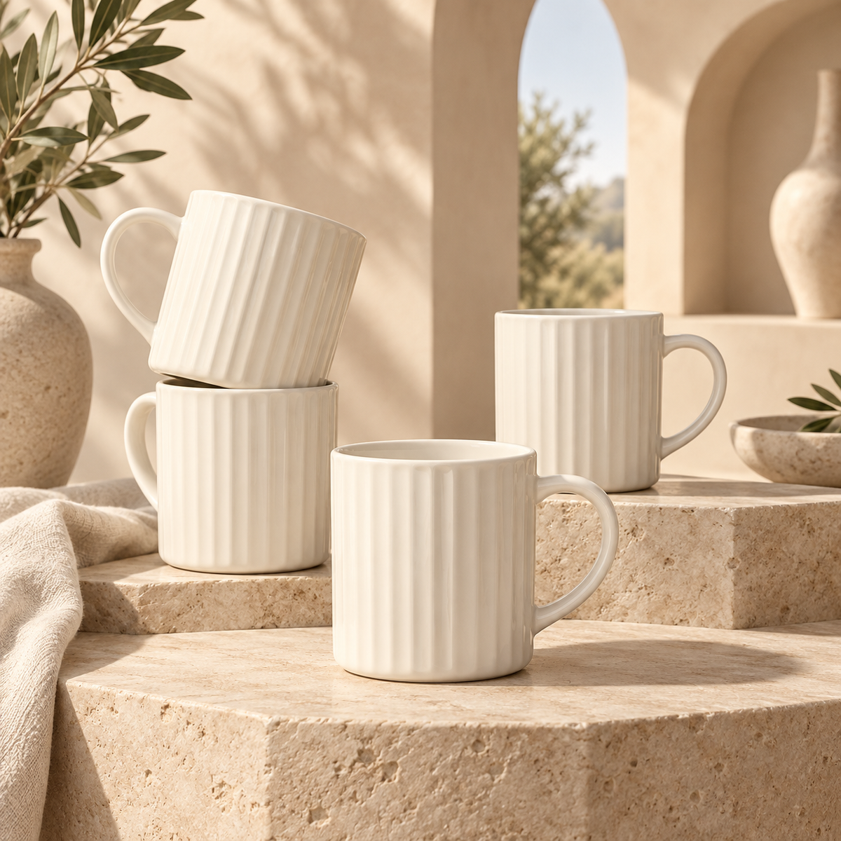 Dwellzaro Matte White Coffee Mugs