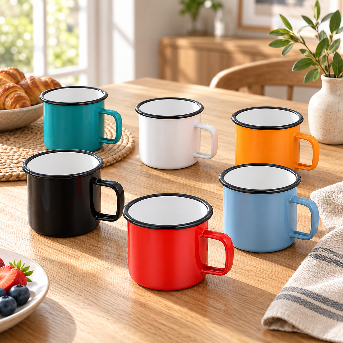 Dwellzaro Enamel Camping Mug Set