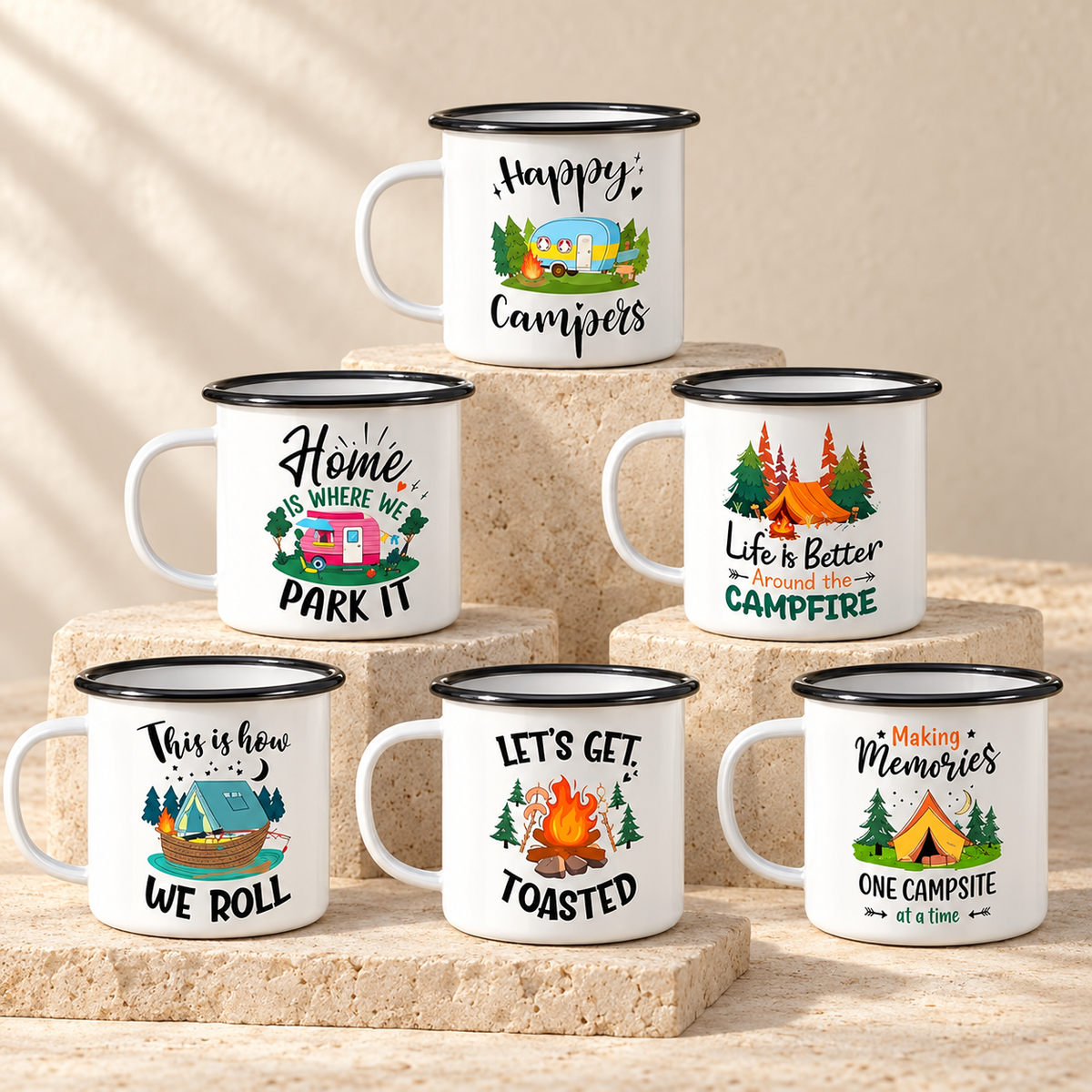 Dwellzaro Enamel Camping Mug Set