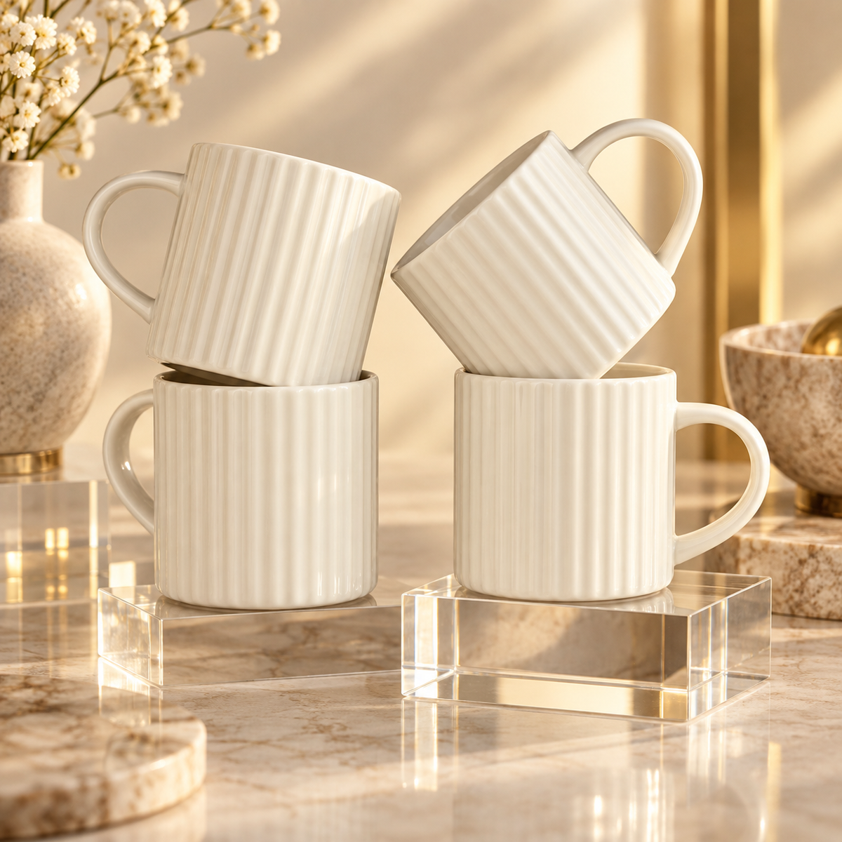 Dwellzaro Matte White Coffee Mugs