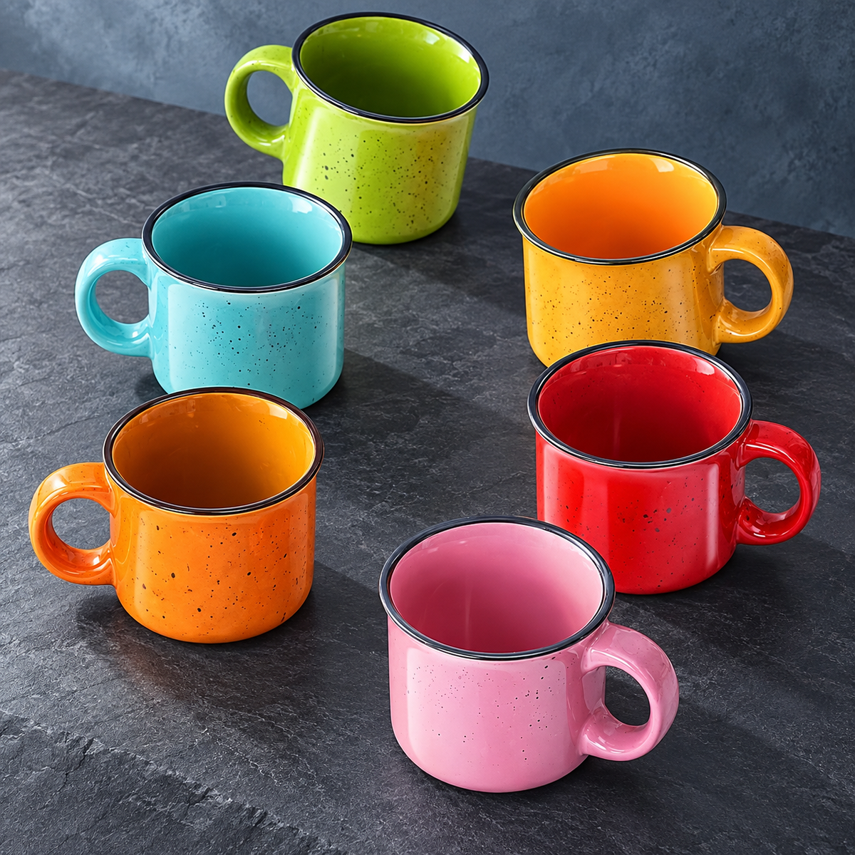 Dwellzaro Vibrant Ceramic Mug Set