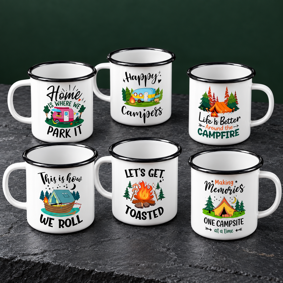 Dwellzaro Enamel Camping Mug Set
