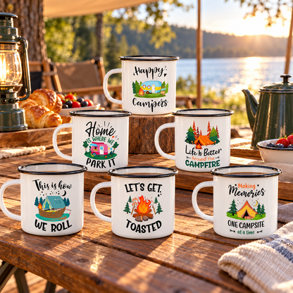 Dwellzaro Enamel Camping Mug Set