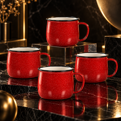 Dwellzaro Red Enamel Coffee Mugs
