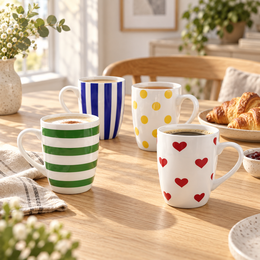 Dwellzaro Colorful Ceramic Mug Set