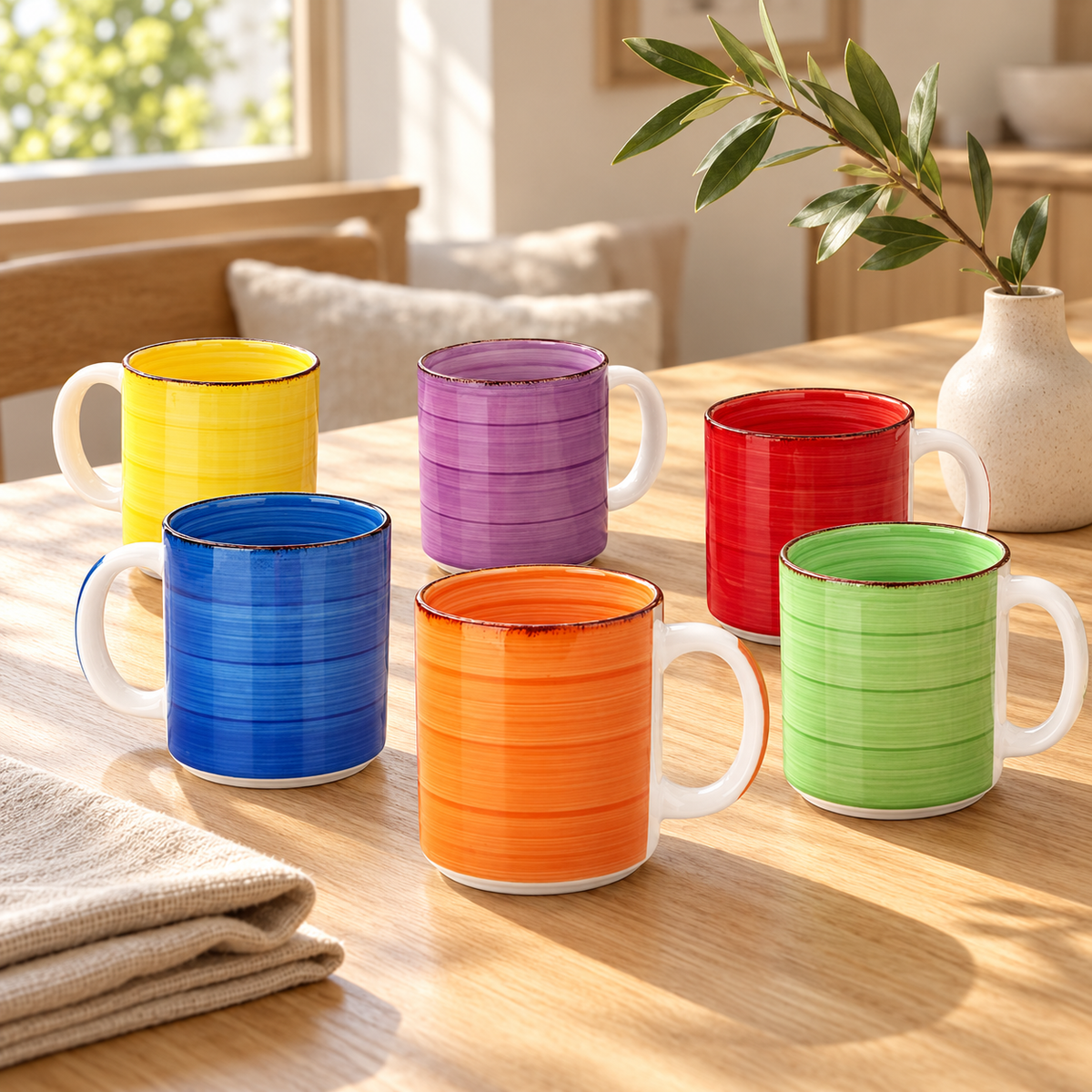 Dwellzaro Colorful Ceramic Mug Set
