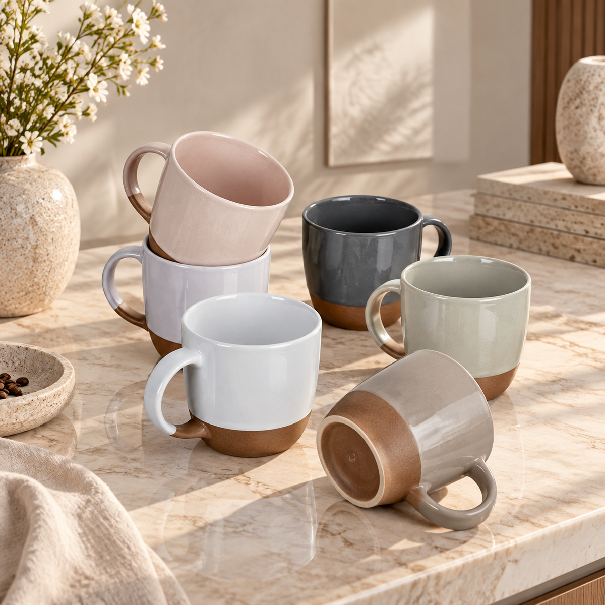 Dwellzaro Morandi Ceramic Mug Set