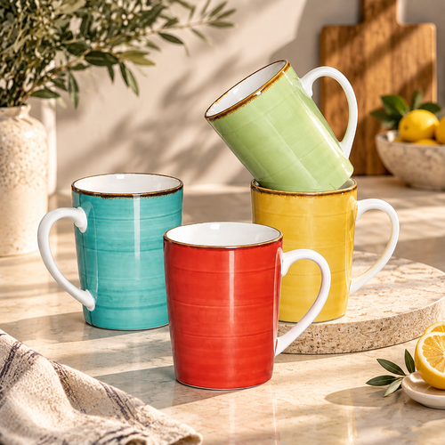 Dwellzaro Colorful Ceramic Mug Set