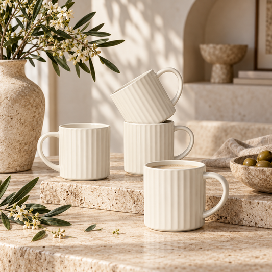 Dwellzaro Matte White Coffee Mugs